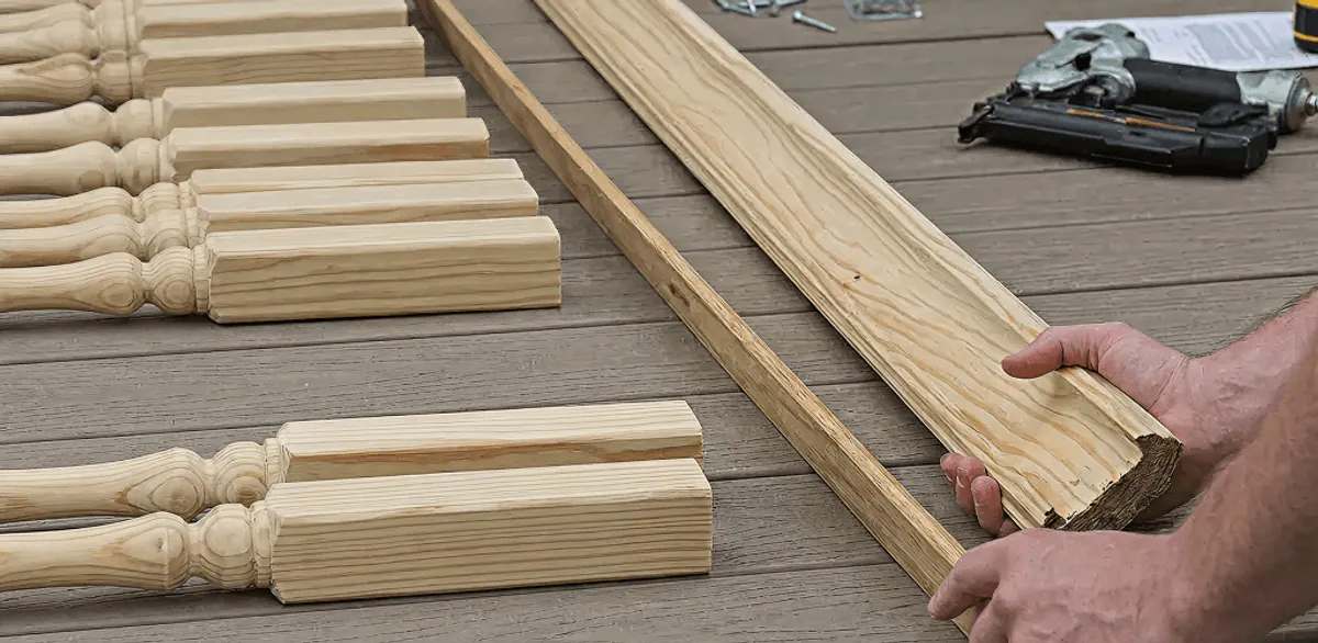 Handrail installation materials and wood components for stair rail work in Huntsville, AL